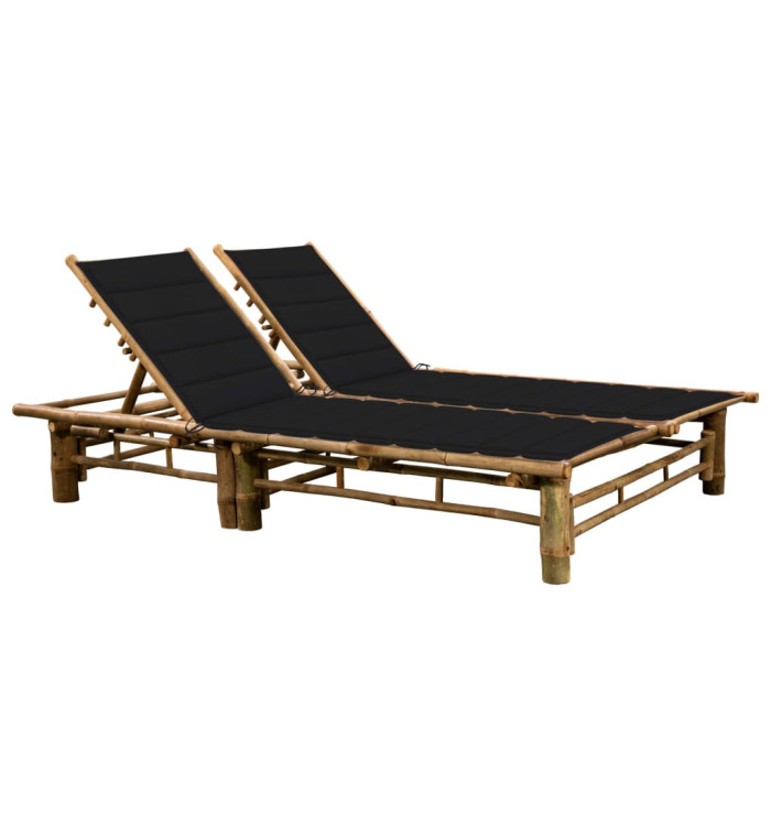 Chaise longue pour 2 personnes avec coussins Bambou | Mobilier & Déco