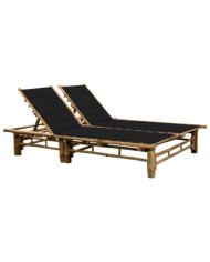 Chaise longue pour 2 personnes avec coussins Bambou | Mobilier & Déco