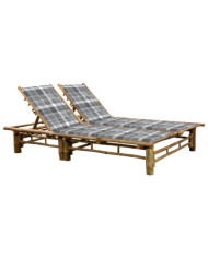 Chaise longue pour 2 personnes avec coussins Bambou | Mobilier & Déco