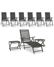 Salon de jardin 9 pcs Noir et anthracite | Mobilier & Déco