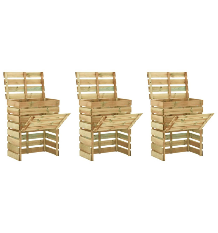 Composteur de jardin à lattes 3 pcs 80x50x100 cm Pin imprégné | Mobilier & Déco