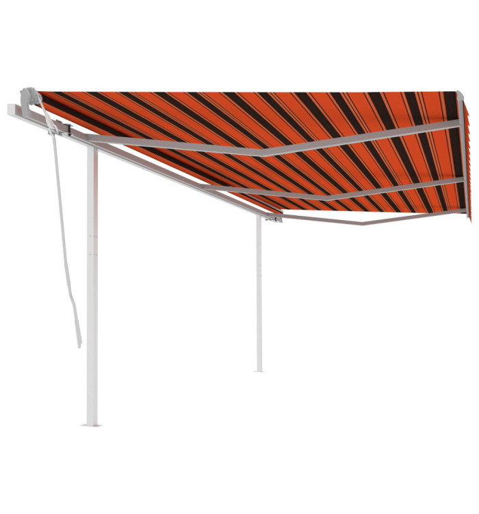 Auvent manuel rétractable avec poteaux 6x3,5 m Orange et marron | Mobilier & Déco