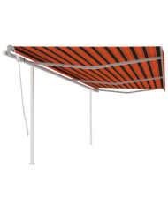 Auvent manuel rétractable avec poteaux 6x3,5 m Orange et marron | Mobilier & Déco