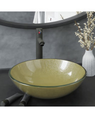 Lavabo de bain avec robinet et drain à poussoir Verre trempé | Mobilier & Déco