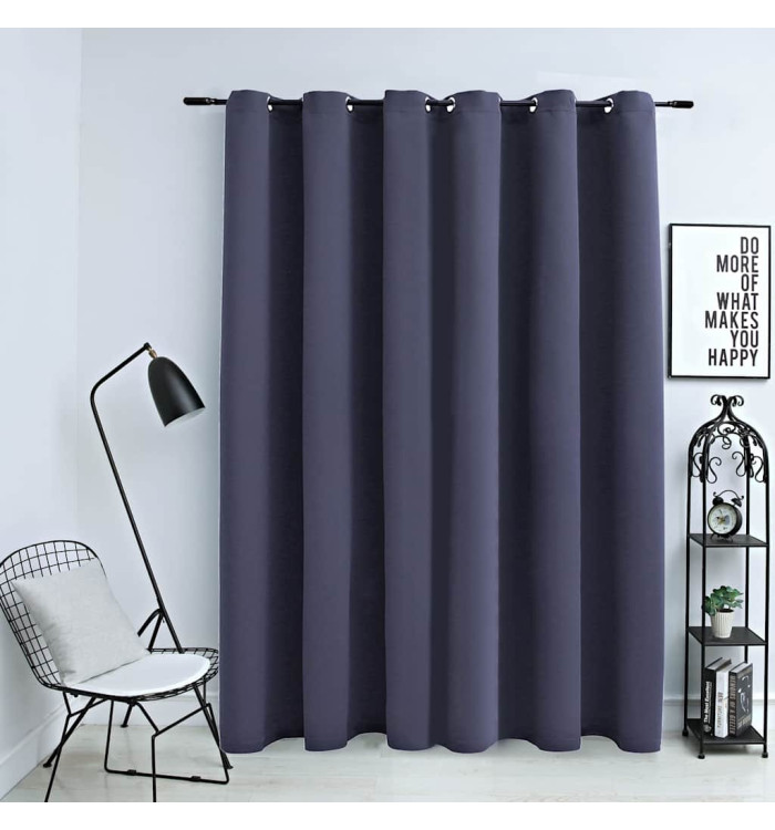 Rideau occultant et anneaux en métal Anthracite 290x245 cm | Mobilier & Déco