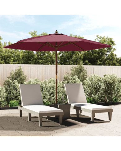 Parasol de jardin avec mât en bois rouge bordeaux 299x240 cm | Mobilier & Déco