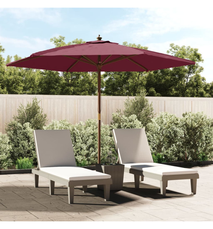 Parasol de jardin avec mât en bois rouge bordeaux 299x240 cm | Mobilier & Déco