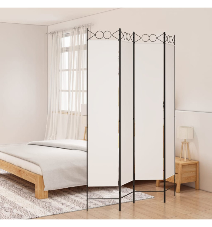 Cloison de séparation 4 panneaux Blanc 160x220 cm Tissu | Mobilier & Déco