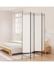 Cloison de séparation 4 panneaux Blanc 160x220 cm Tissu | Mobilier & Déco