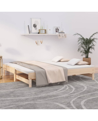 Lit coulissant 2x(75x190) cm Bois de pin massif | Mobilier & Déco