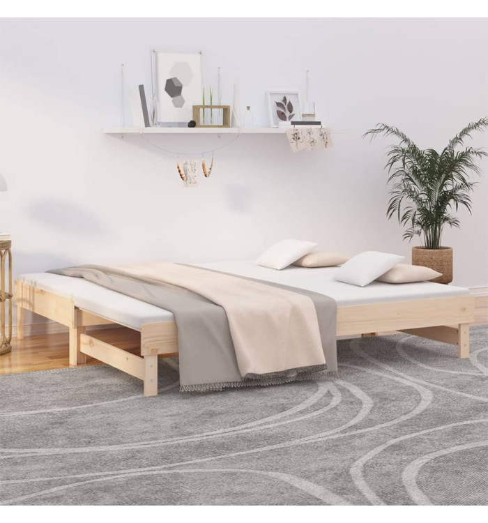 Lit coulissant 2x(75x190) cm Bois de pin massif | Mobilier & Déco