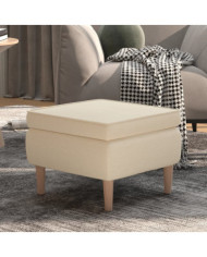 Tabouret avec pieds en bois Crème Tissu | Mobilier & Déco