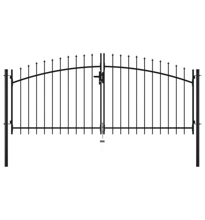 Double portail avec haut sous forme de lance 300 x 150 cm | Mobilier & Déco