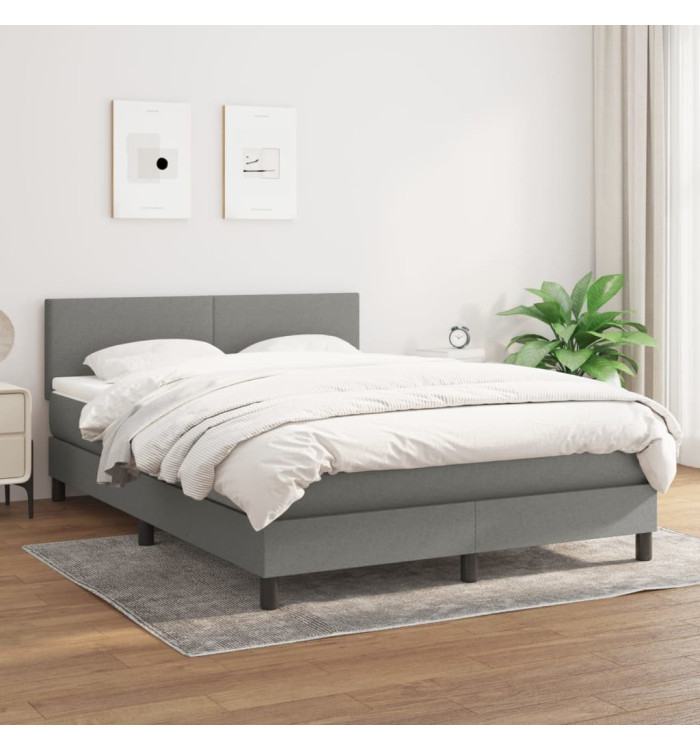 Sommier à lattes de lit avec matelas Gris foncé 140x200cm Tissu | Mobilier & Déco