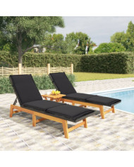Salon de jardin 3 pcs résine tressée et bois massif d'acacia | Mobilier & Déco