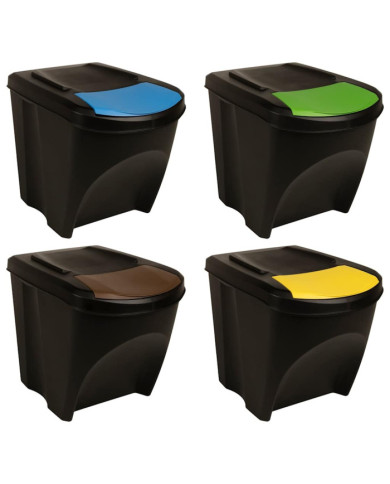 Poubelles empilables 4 pcs Anthracite 100 L | Mobilier & Déco