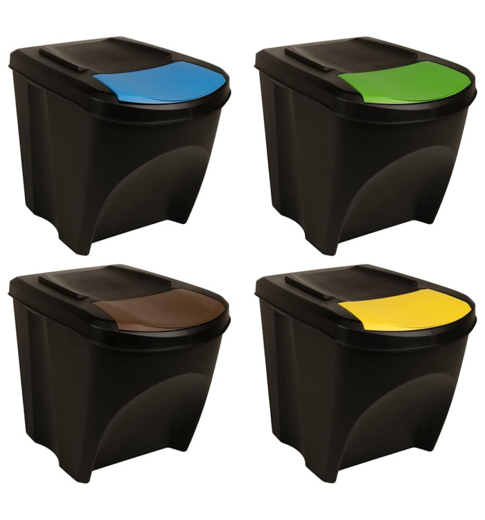 Poubelles empilables 4 pcs Anthracite 100 L | Mobilier & Déco