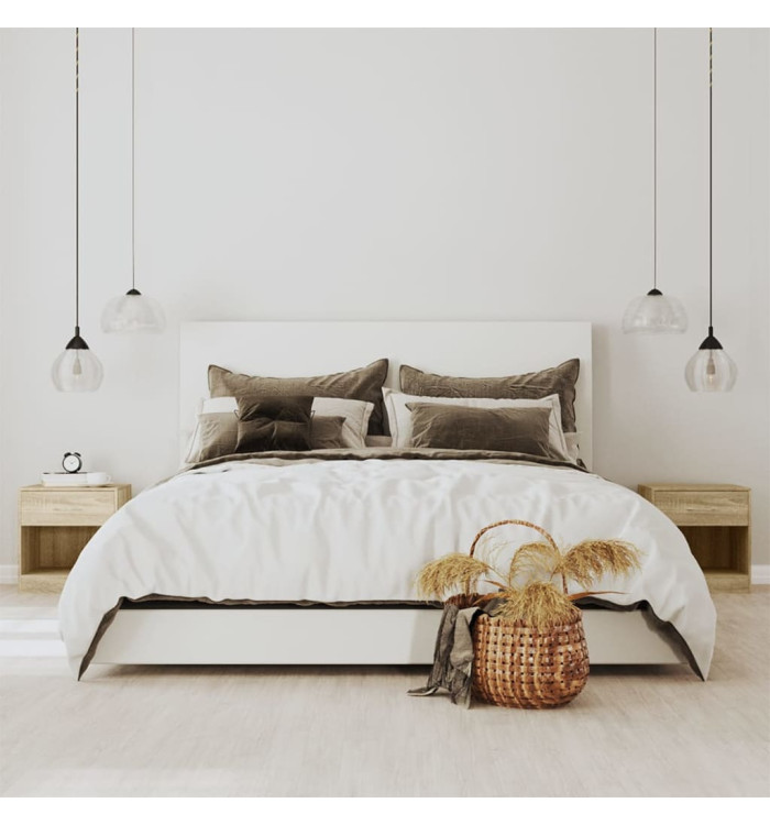 Table de chevet 2 pcs avec tiroir Couleur de chêne | Mobilier & Déco