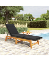 Chaise longue avec table Résine tressée et bois massif d'acacia | Mobilier & Déco