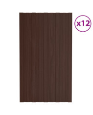 Panneaux de toiture 12 pcs Acier galvanisé Marron 80x45 cm | Mobilier & Déco