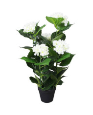 Plante hortensia artificielle avec pot 60 cm Blanc | Mobilier & Déco