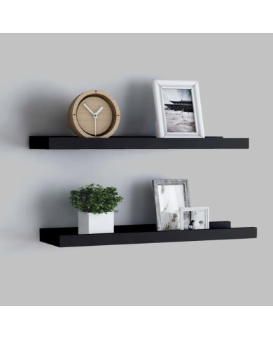 Étagères à rebord pour cadre photo 2 pcs Noir 40x9x3 cm MDF | Mobilier & Déco