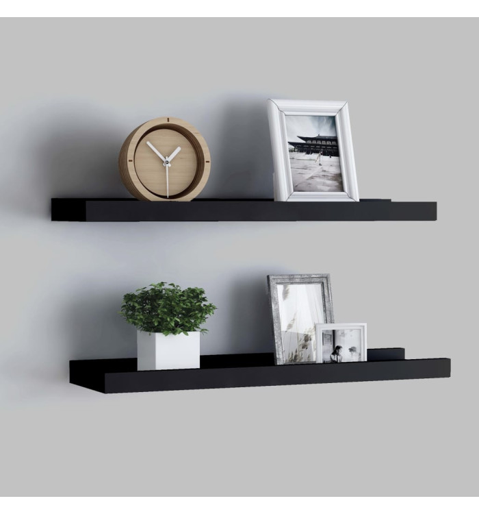 Étagères à rebord pour cadre photo 2 pcs Noir 40x9x3 cm MDF | Mobilier & Déco
