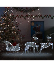 Décoration de Noël Rennes et traîneau 60 LED Extérieur Argenté | Mobilier & Déco