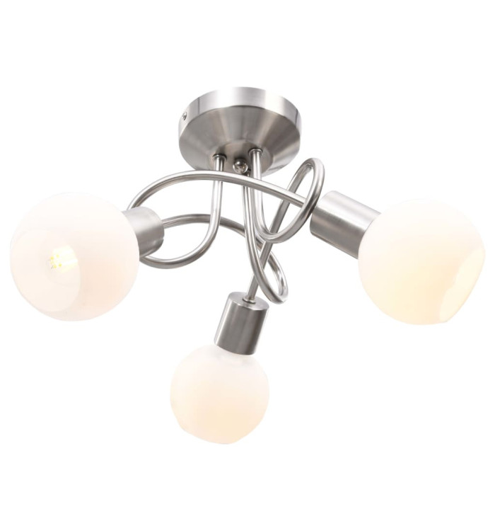 Plafonnier avec abat-jour en verre 3 ampoules E14 Blanc Bol | Mobilier & Déco