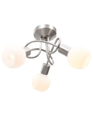 Plafonnier avec abat-jour en verre 3 ampoules E14 Blanc Bol | Mobilier & Déco
