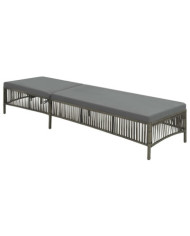 Chaise longue avec coussin Résine tressée Gris | Mobilier & Déco