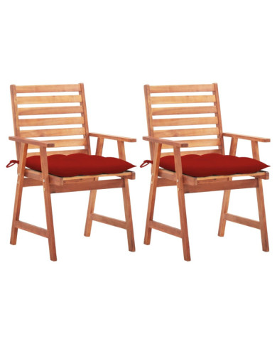 Chaises à manger d'extérieur lot de 2 et coussins Acacia massif | Mobilier & Déco
