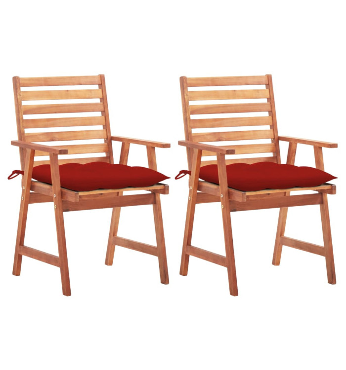 Chaises à manger d'extérieur lot de 2 et coussins Acacia massif | Mobilier & Déco