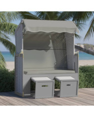 Strandkorb avec auvent Résine tressée et bois solide Gris | Mobilier & Déco