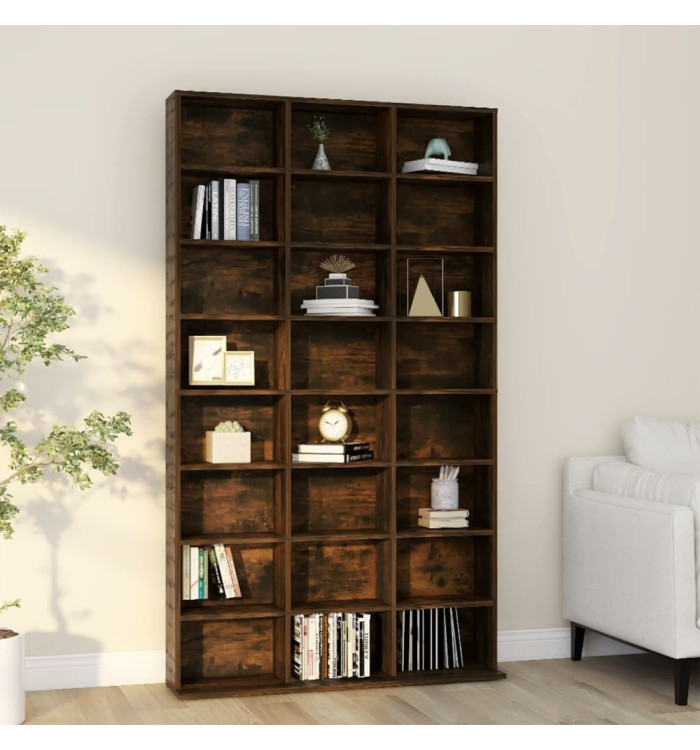 Armoire à CD Chêne fumé 102x23x177,5 cm Bois d'ingénierie | Mobilier & Déco