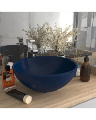 Lavabo rond de luxe de salle Bleu foncé mat 32,5x14cm Céramique | Mobilier & Déco