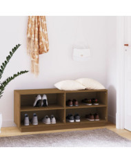 Armoire à chaussures Marron miel 110x34x45cm Bois de pin massif | Mobilier & Déco