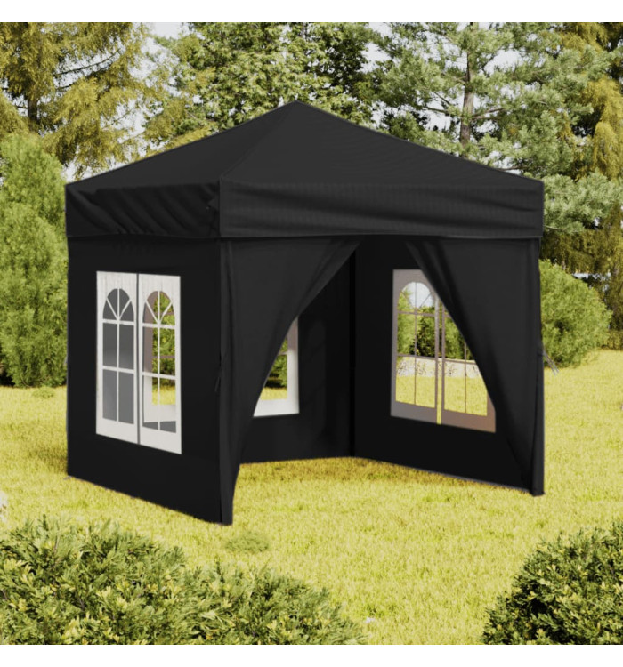 Tente de réception pliable avec parois Noir 2x2 m | Mobilier & Déco