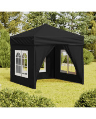 Tente de réception pliable avec parois Noir 2x2 m | Mobilier & Déco