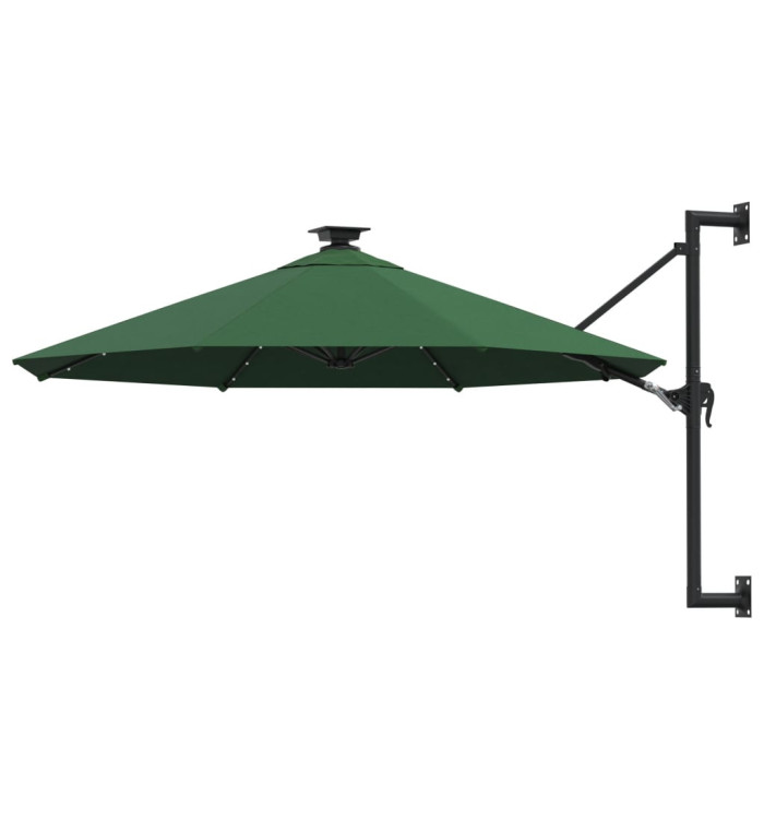 Parasol mural de jardin avec LED 300 cm vert | Mobilier & Déco