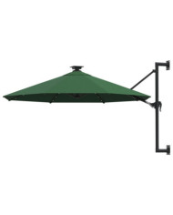 Parasol mural de jardin avec LED 300 cm vert | Mobilier & Déco