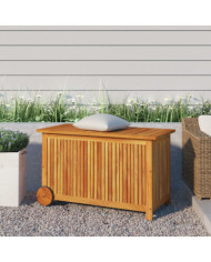 Boîte de rangement de jardin avec roues 90x50x58 cm Bois acacia | Mobilier & Déco