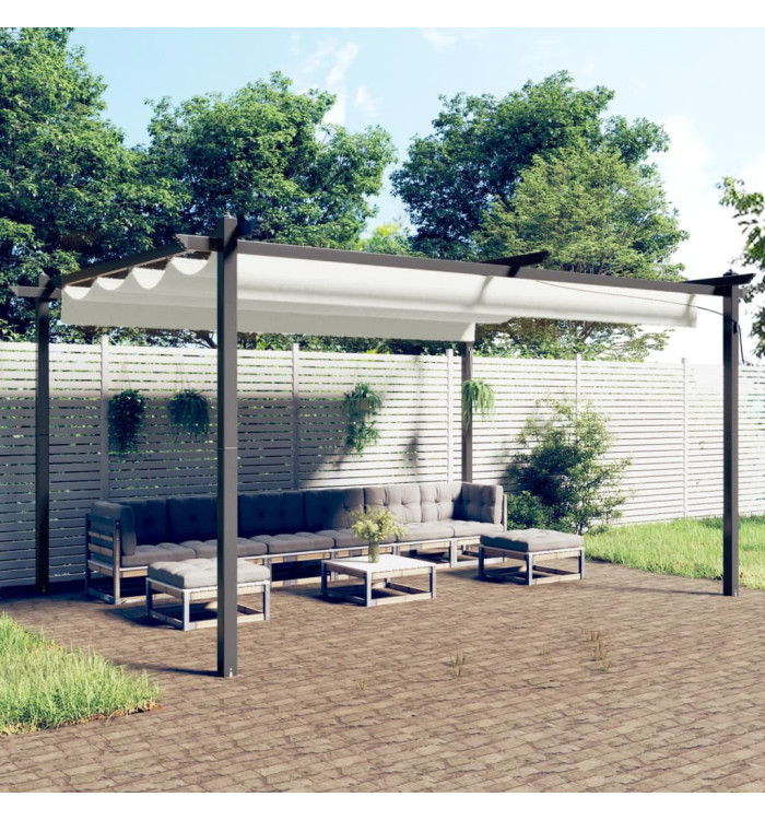 Tonnelle de jardin avec toit rétractable 4x3 m Crème | Mobilier & Déco