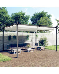 Tonnelle de jardin avec toit rétractable 4x3 m Crème | Mobilier & Déco