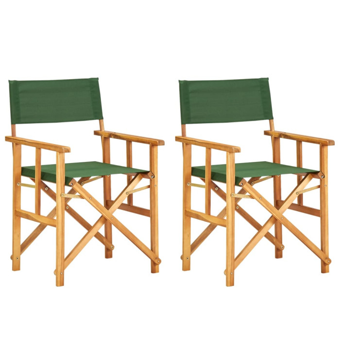 Chaises de metteur en scène lot de 2 bois massif d'acacia vert | Mobilier & Déco