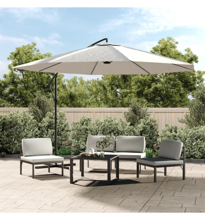 Parasol de jardin en porte-à-faux 3,5 m blanc sable | Mobilier & Déco