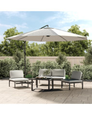 Parasol de jardin en porte-à-faux 3,5 m blanc sable | Mobilier & Déco