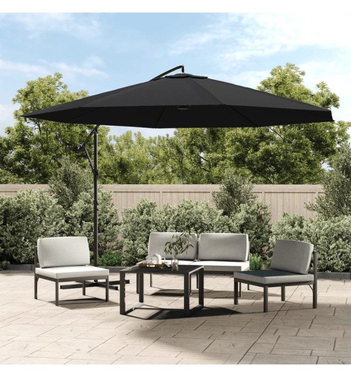 Parasol de jardin en porte-à-faux avec mât en aluminium noir | Mobilier & Déco