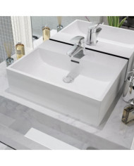 Vasque avec trou de robinet en céramique Blanc 51,5x38,5x15 cm | Mobilier & Déco