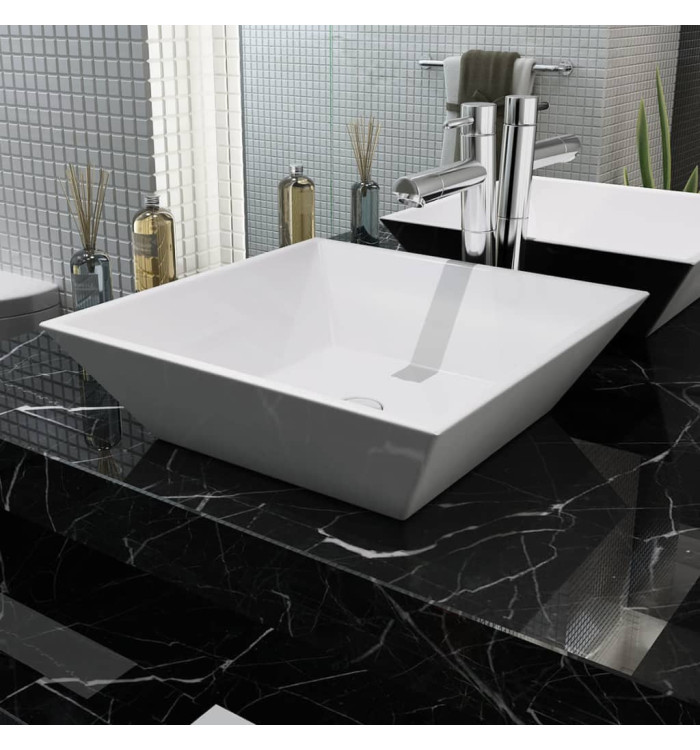 Lavabo carrée Céramique Blanc 41,5 x 41,5 x 12 cm | Mobilier & Déco